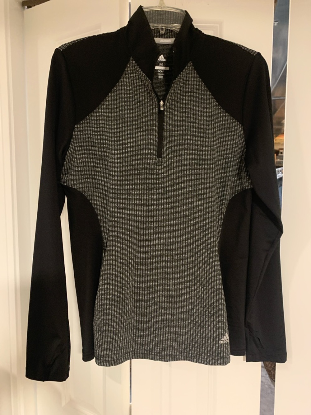 adidas Women’s Black and Gray Half-Zip Cowl Neck Sweater